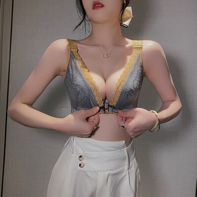 Novi seksi grudnjak na dugmad sprijeda, protiv opuštanja, skupljeni, bez čeličnog prstena, veliki ženski, debeli ispod, tanki, ispod kalupa.