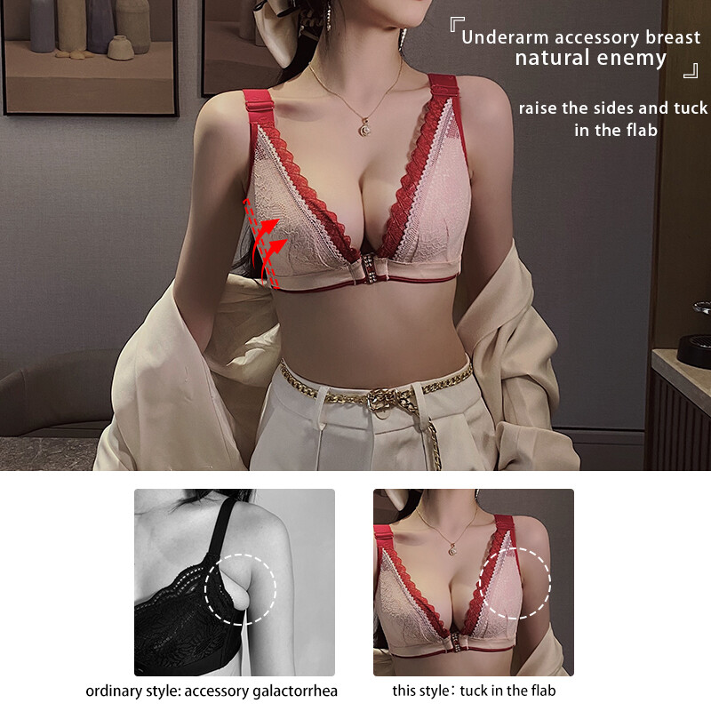 Novi seksi grudnjak na dugmad sprijeda, protiv opuštanja, skupljeni, bez čeličnog prstena, veliki ženski, debeli ispod, tanki, ispod kalupa.