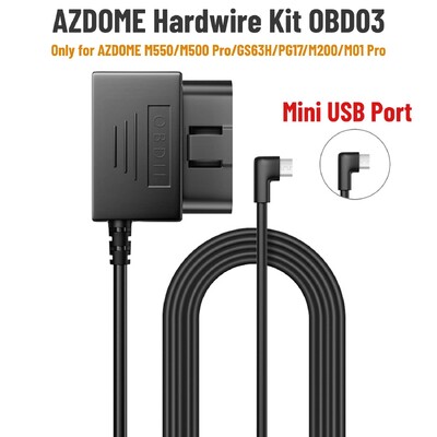 AZDOME juhtmekomplekt OBD jaoks AZDOME M550 M300S armatuurkaamera parkimiskaabel Mikro-USB-port/Mini-USB-port/C-tüüpi port 24h parkimismonito
