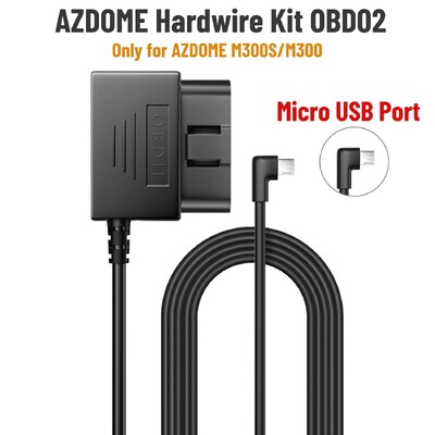 AZDOME juhtmekomplekt OBD jaoks AZDOME M550 M300S armatuurkaamera parkimiskaabel Mikro-USB-port/Mini-USB-port/C-tüüpi port 24h parkimismonito