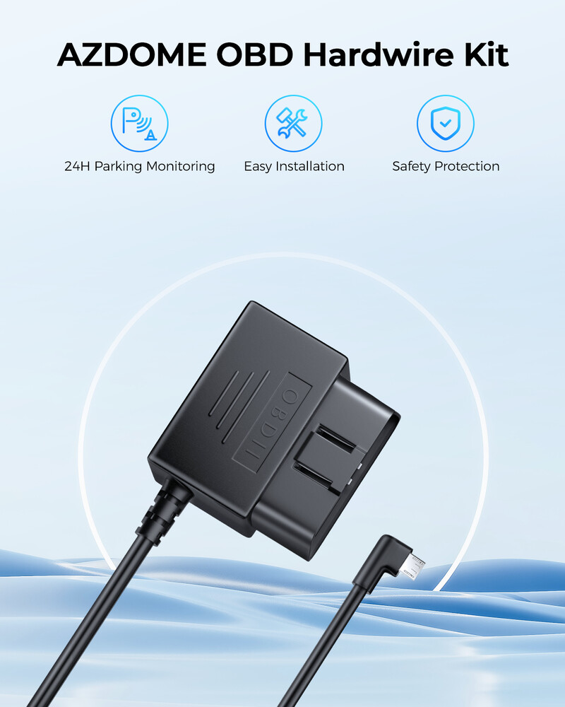 AZDOME juhtmekomplekt OBD jaoks AZDOME M550 M300S armatuurkaamera parkimiskaabel Mikro-USB-port/Mini-USB-port/C-tüüpi port 24h parkimismonito
