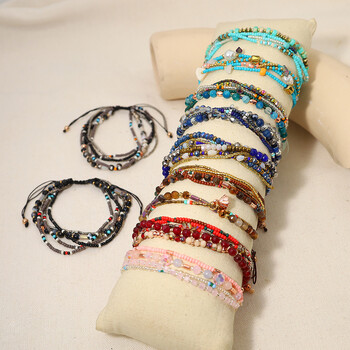 Βραχιόλι Bohemia Style Mini Beads Πολυστρωματικά Χρώματα Friendship Boho Bangles Charm Couple Beach Jewelry Handmade Woven