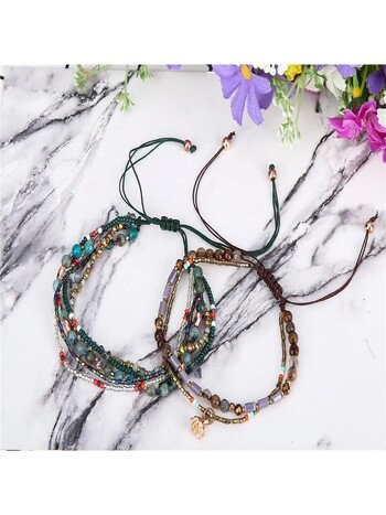 Βραχιόλι Bohemia Style Mini Beads Πολυστρωματικά Χρώματα Friendship Boho Bangles Charm Couple Beach Jewelry Handmade Woven