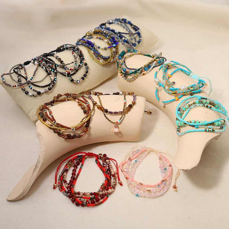 Bohemijos stiliaus mini karoliukai apyrankės kelių sluoksnių spalvos Draugystė Boho apyrankės žavesys pora paplūdimio papuošalai rankų darbo austi