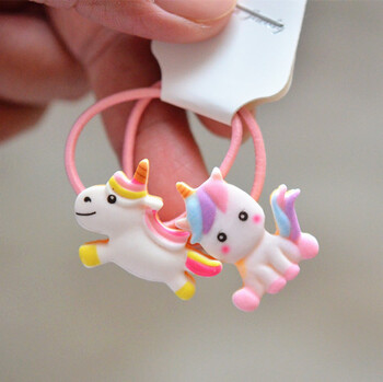 2 ΤΕΜ Cartoon Cute Rainbow White Horse Princess Headwear Παιδικά Ελαστικά μαλλιά Παιδικά Σχοινιά Κοριτσίστικα Αξεσουάρ Κεφαλή μωρού