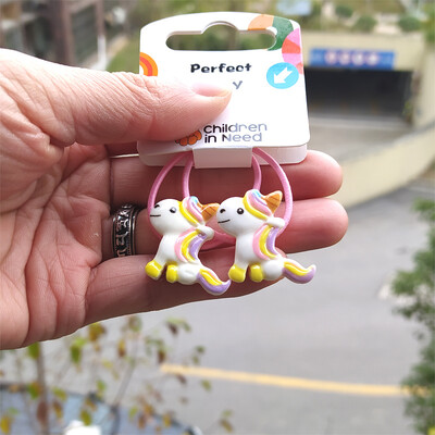 2 KOM Crtani slatki Rainbow White Horse Princess Pokrivala za glavu Dječje elastične trake za kosu Dječja užad Dodaci za djevojčice Dječji ukras za glavu