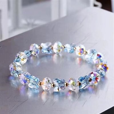 Fashion Butterfly Charm Crystal Stretch Brățări cu margele Brațară cu frânghie elastică pentru femei