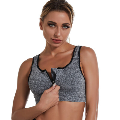 Sutien sport nou pentru femei Fermoar frontal Push Up Sală de sport Jogging Crop Top Mai multe dimensiuni Topuri Yoga Fitness Vestă antișoc Sutiene sport pentru femei