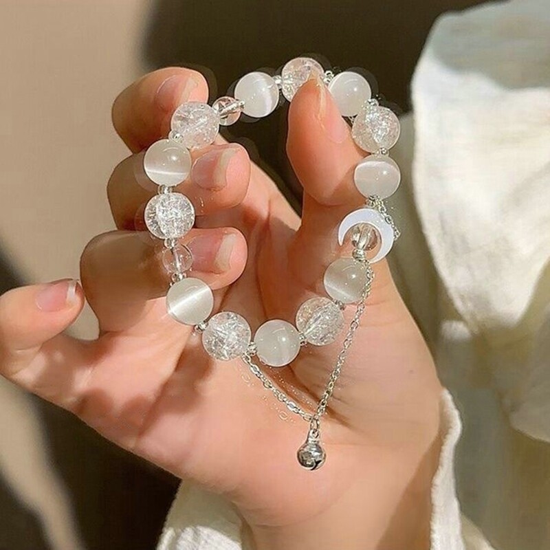 Модна корейска нова деликатна зелена кристална гривна Дамска изящна еластична регулируема гривна с мъниста Аксесоари за бижута за момичета