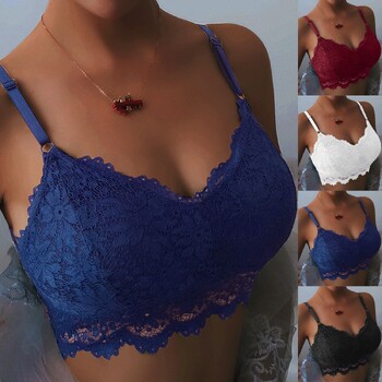 Γυναικείο μονόχρωμο γιλέκο Lace Crop Brassiere Σέξι μαξιλαράκι στήθους με λαιμόκοψη V-λαιμόκοψη Σουτιέν Καμισόλ Crop Top μονόχρωμο ασύρματο σουτιέν για γυναίκες Sutiã