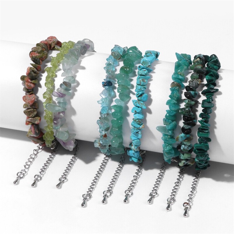 Așchii neregulate Brățară din piatră naturală aventurină Mărgele de ametist Cristal Cuarț Pietriș Brățări Reiki pentru femei, fete, bijuterii