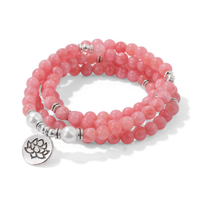 8 мм цветен естествен камък Ангелит мъниста гривна за жени Buhhha лотос висулка колие гривни йога молитва бижута