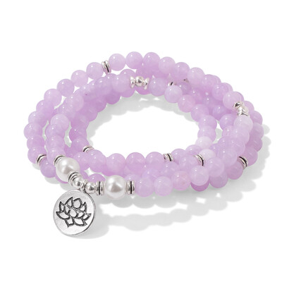 8 мм цветен естествен камък Ангелит мъниста гривна за жени Buhhha лотос висулка колие гривни йога молитва бижута