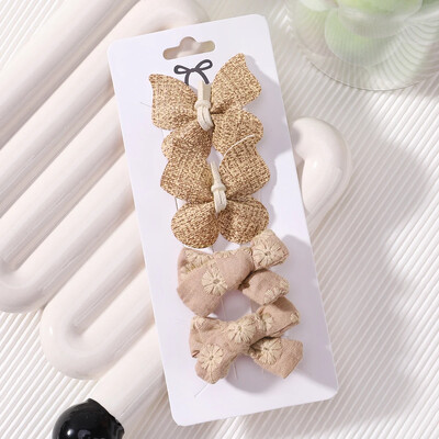 4 bucăți/set Nou drăguț pentru fetițe Lână tricotat Crăciun pentru cap lucrat manual din croșetat fluture din aliaj Agrafe pentru copii Agrafe de păr cu ridicata