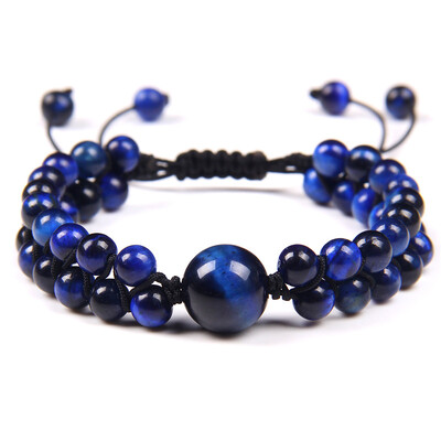 Vyriškos apyrankės iš natūralaus akmens pintos apyrankės rankų darbo dvigubo sluoksnio tigro akių karoliukais žavingos apyrankės moterims Vyrų jogos papuošalai