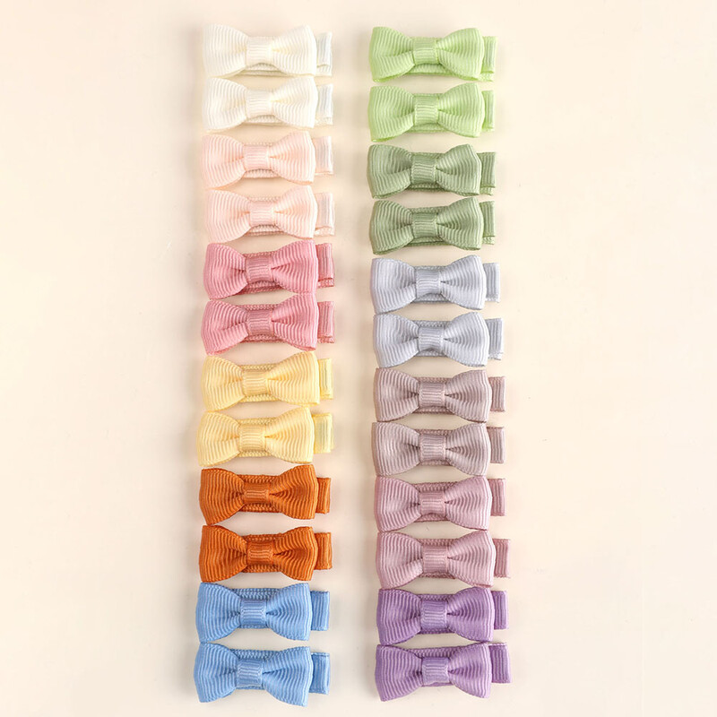 24 komada kopče za kosu s mašnom u boji za djevojčice Potpuno podstavljene kopče za punu pokrivenost Djevojačke kopče za kosu s mašnom Dječji dodaci za kosu za bebe Pokrivala za glavu