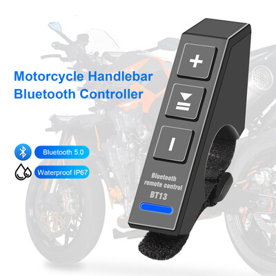 IP67 ūdensizturīgs Bluetooth 5.0 bezvadu tālvadības pults motociklam/motociklam/velosipēdam uz stūres izmantošanai tālruņa/ķiveres austiņām