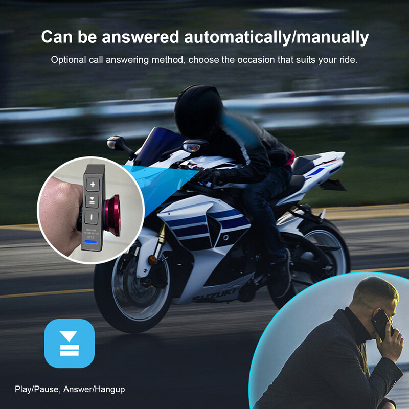 IP67 vízálló Bluetooth 5.0 vezeték nélküli távirányító motorkerékpárhoz/motorkerékpárhoz/kerékpárhoz a kormányon használható telefonhoz/sisakos fejhallgatóhoz