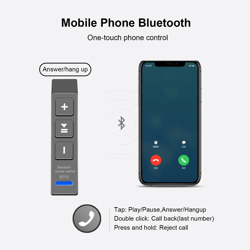 IP67 vízálló Bluetooth 5.0 vezeték nélküli távirányító motorkerékpárhoz/motorkerékpárhoz/kerékpárhoz a kormányon használható telefonhoz/sisakos fejhallgatóhoz