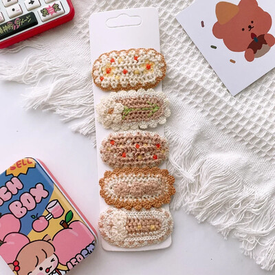 5 komada korejskih ukosnica za djecu, djevojčice, slatke, slatke cvjetne pletene plišane dječje ukosnice za glavu, dodaci za kosu