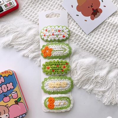 5 komada korejskih ukosnica za djecu, djevojčice, slatke, slatke cvjetne pletene plišane dječje ukosnice za glavu, dodaci za kosu