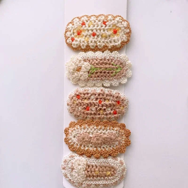 5 komada korejskih ukosnica za djecu, djevojčice, slatke, slatke cvjetne pletene plišane dječje ukosnice za glavu, dodaci za kosu