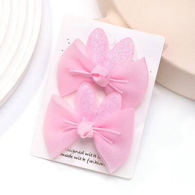 2kom/komplet Prekrasne mašne Ukosnice Jednobojne gaze Mašnice Stezaljka za djecu Slatke meke kopče za kosu Ružičasti dodaci za kosu za djevojčice princeze