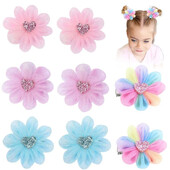 ncmama 2 kom/set Ljetne mrežaste kopče za kosu s cvijetom za djevojčice Ručno izrađene ukosnice s ukosnicama Modni dodaci za kosu Dječja pokrivala