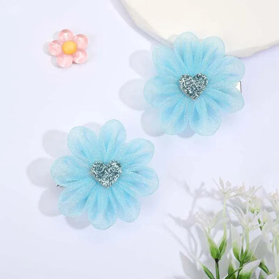 ncmama 2 kom/set Ljetne mrežaste kopče za kosu s cvijetom za djevojčice Ručno izrađene ukosnice s ukosnicama Modni dodaci za kosu Dječja pokrivala