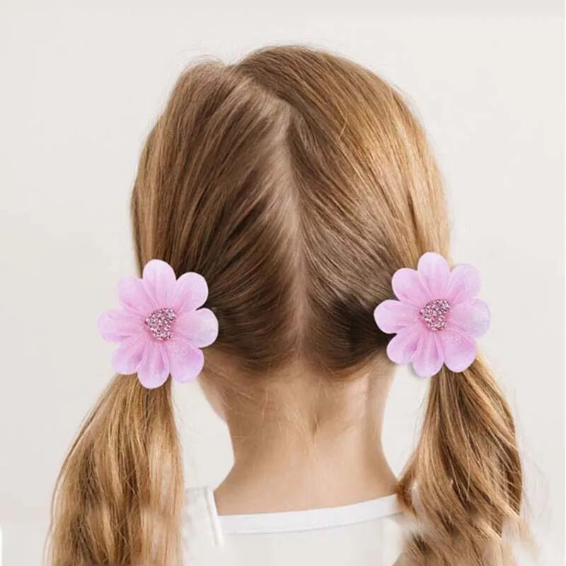 ncmama 2 kom/set Ljetne mrežaste kopče za kosu s cvijetom za djevojčice Ručno izrađene ukosnice s ukosnicama Modni dodaci za kosu Dječja pokrivala