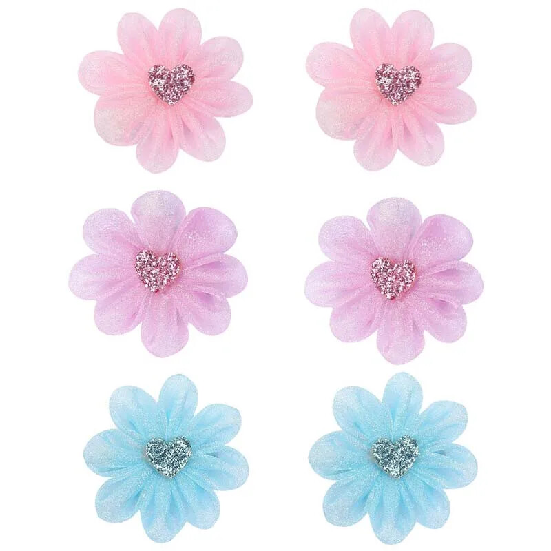 ncmama 2 kom/set Ljetne mrežaste kopče za kosu s cvijetom za djevojčice Ručno izrađene ukosnice s ukosnicama Modni dodaci za kosu Dječja pokrivala