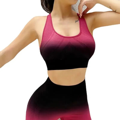 Sutien sport, cu întindere înaltă, adunare, respirabil, fitness, pentru femei, pentru sală de gimnastică, căptușit pentru alergare, sutien crop fără sudură, veste sport cu gradient