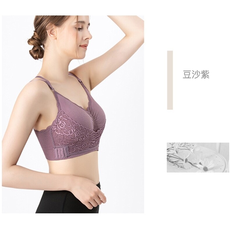 2024 Sutien sport noi pentru femei Sutiene Criss în față cu cataramă laterală Sutien sport din dantelă Sutien fără fir Push Up fără cusături cu detașabil