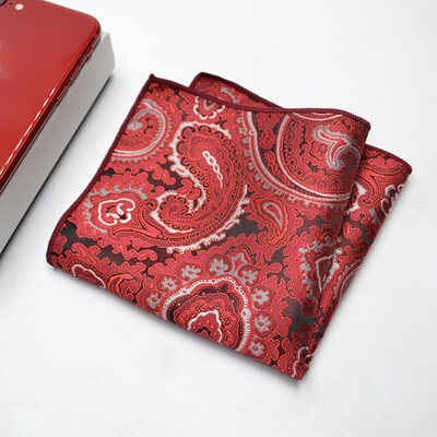 24 CM muški ručnik s džepnim kvadratom, poliester, jacquard, svečani rupčić, ovratnik, dodaci za košulju, tamnocrvena vjenčanica