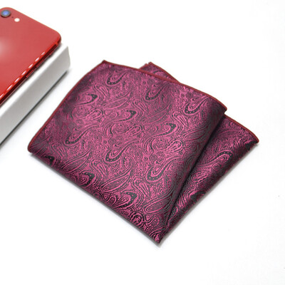 24 CM muški ručnik s džepnim kvadratom, poliester, jacquard, svečani rupčić, ovratnik, dodaci za košulju, tamnocrvena vjenčanica