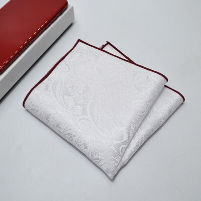 24 CM muški ručnik s džepnim kvadratom, poliester, jacquard, svečani rupčić, ovratnik, dodaci za košulju, tamnocrvena vjenčanica