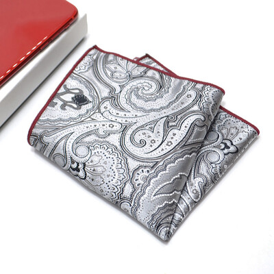 24 CM muški ručnik s džepnim kvadratom, poliester, jacquard, svečani rupčić, ovratnik, dodaci za košulju, tamnocrvena vjenčanica