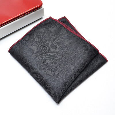 24 CM muški ručnik s džepnim kvadratom, poliester, jacquard, svečani rupčić, ovratnik, dodaci za košulju, tamnocrvena vjenčanica