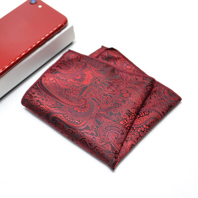 24 CM muški ručnik s džepnim kvadratom, poliester, jacquard, svečani rupčić, ovratnik, dodaci za košulju, tamnocrvena vjenčanica