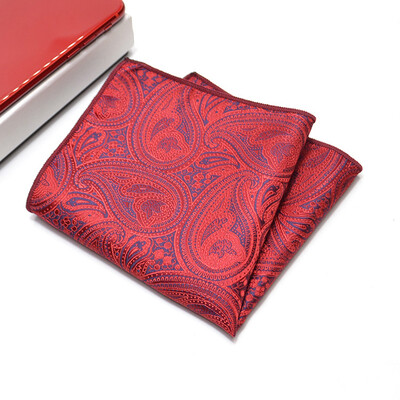 24 CM muški ručnik s džepnim kvadratom, poliester, jacquard, svečani rupčić, ovratnik, dodaci za košulju, tamnocrvena vjenčanica