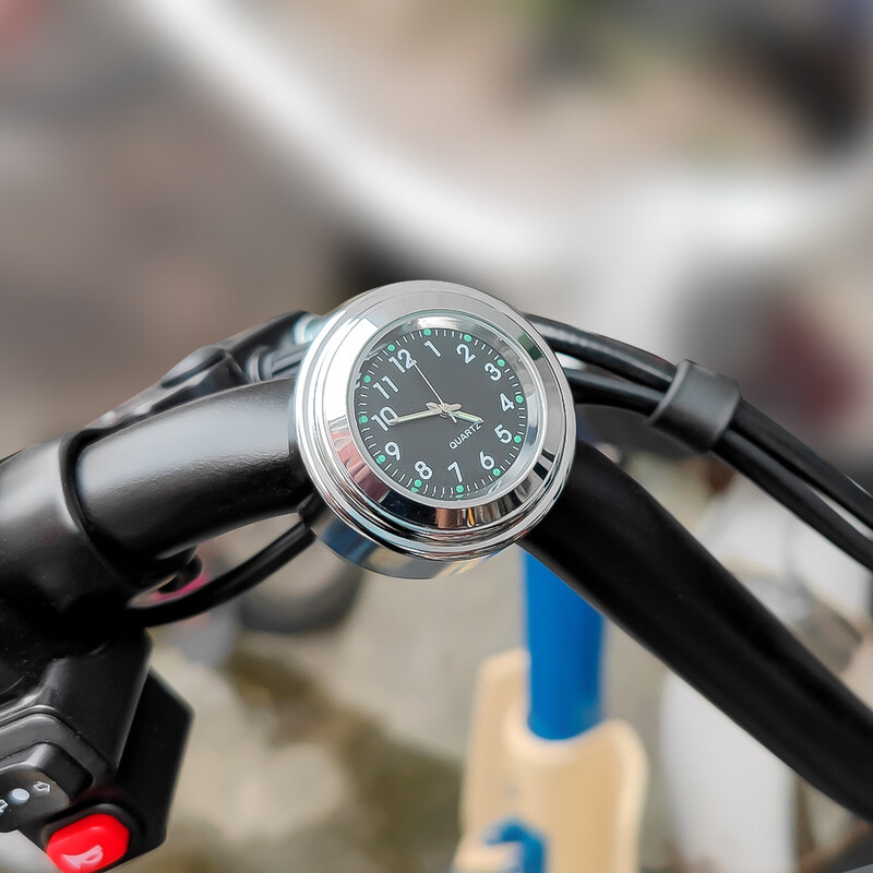 Ceas cu quartz luminos din aluminiu 22-25mm Motocicletă Scooter Suport pe ghidonul bicicletei Ceas Afișare timp Ceas Accesorii moto