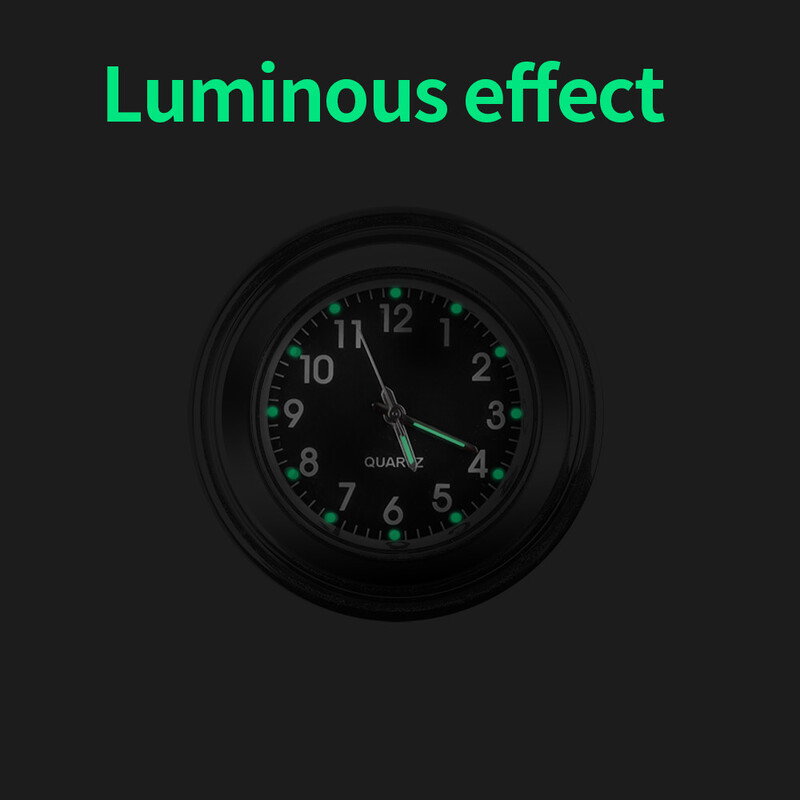 Ceas cu quartz luminos din aluminiu 22-25mm Motocicletă Scooter Suport pe ghidonul bicicletei Ceas Afișare timp Ceas Accesorii moto