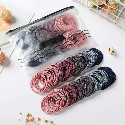 100 vnt/stal. Elastinė guminė juosta plaukų juostelės Girl Candy Color plaukų juosta Vaikiška galvos juosta Scrunchie plaukų aksesuarai plaukams