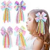 ncmama Rainbow Unicorn garbanotieji juostiniai lankeliai plaukų segtukai mergaitėms Mieli kutai plaukų segtukai mergaitei arklio uodegos laikiklis Boutique plaukų aksesuarai