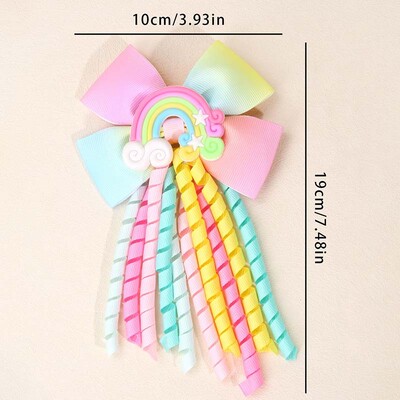 ncmama Rainbow Unicorn garbanotieji juostiniai lankeliai plaukų segtukai mergaitėms Mieli kutai plaukų segtukai mergaitei arklio uodegos laikiklis Boutique plaukų aksesuarai