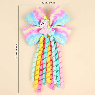 ncmama Rainbow Unicorn garbanotieji juostiniai lankeliai plaukų segtukai mergaitėms Mieli kutai plaukų segtukai mergaitei arklio uodegos laikiklis Boutique plaukų aksesuarai