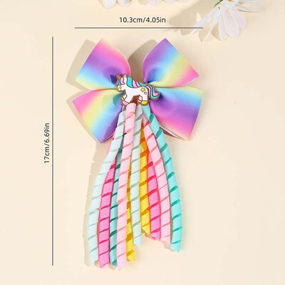 ncmama Rainbow Unicorn garbanotieji juostiniai lankeliai plaukų segtukai mergaitėms Mieli kutai plaukų segtukai mergaitei arklio uodegos laikiklis Boutique plaukų aksesuarai