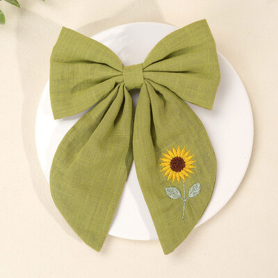 2 buc. Agrafe de păr brodate cu flori pentru fete Agrafe drăguțe cu fundiță pentru copii, panglici, accesorii pentru păr