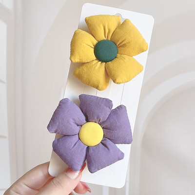 2 bucăți/set noi agrafe de păr cu flori dulci și fundite pentru fete drăguțe fundite de desene animate agrafe agrafe pentru copii accesorii pentru păr cadou