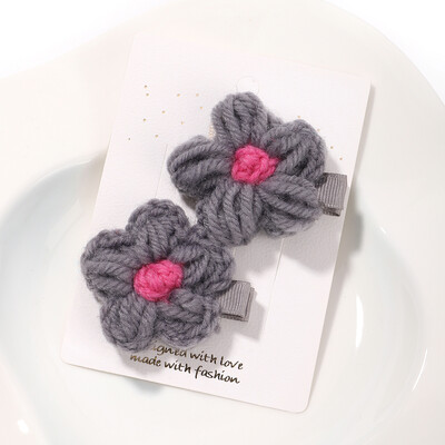 1 set de agrafe minunate pentru tricotat din lână, cu flori, agrafe de păr pentru fetițe drăguțe, accesorii pentru păr, croșetate, lucrate manual.